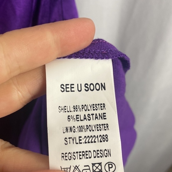 Anthropologie See U Soon Asymmetric Cocktail Mini Dress Eggplant Deep Purple - S - Picture 7 of 11